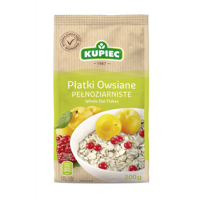 Kupiec PŁATKI OWSIANE PEŁNOZIARNISTE 200g 0,2KG KRÓTKA DATA 