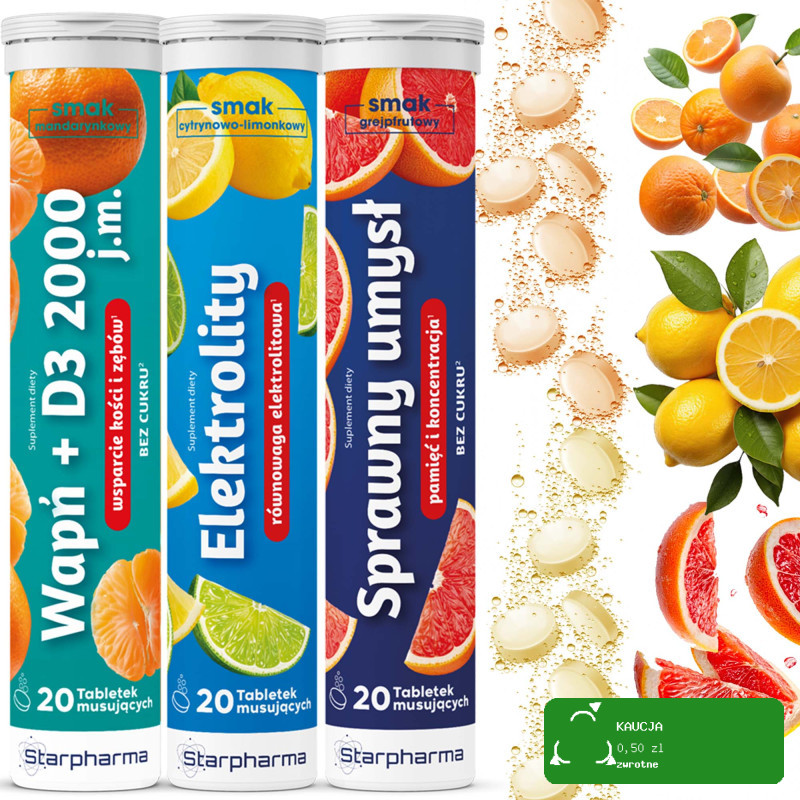 Starpharma WAPŃ+ELEKTROLITY+SPRAWNY UMYSŁ tabl musujące 20 x3 = 60 tabletek