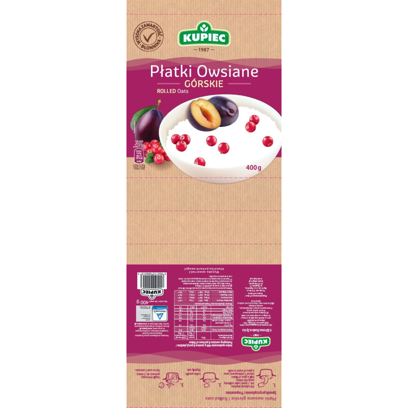 Kupiec PŁATKI OWSIANE GÓRSKIE 400g 0,4KG