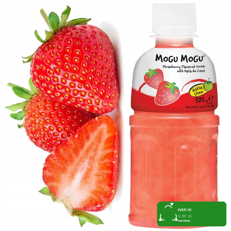 dubel MOGU MOGU napój TRUSKAWKA kawałkami galaretki kokosoweJ 320ml KRÓTKA DATA