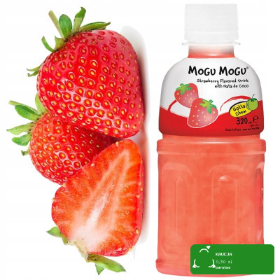 dubel MOGU MOGU napój TRUSKAWKA kawałkami galaretki kokosoweJ 320ml KRÓTKA DATA