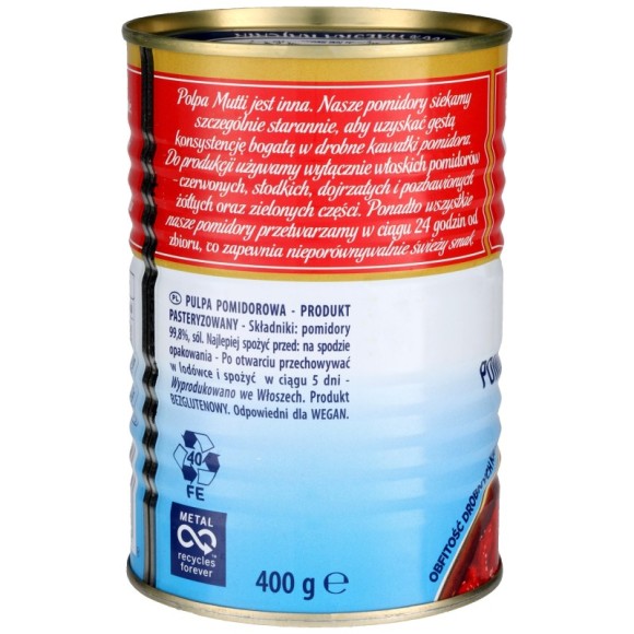 PULPA MUTTI 400g włoskie pomidory drobno krojone bez skórki