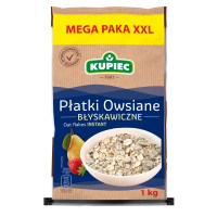 Kupiec PŁATKI OWSIANE BŁYSKAWICZNE MEGA PAKA XXL 1KG źródło błonnika