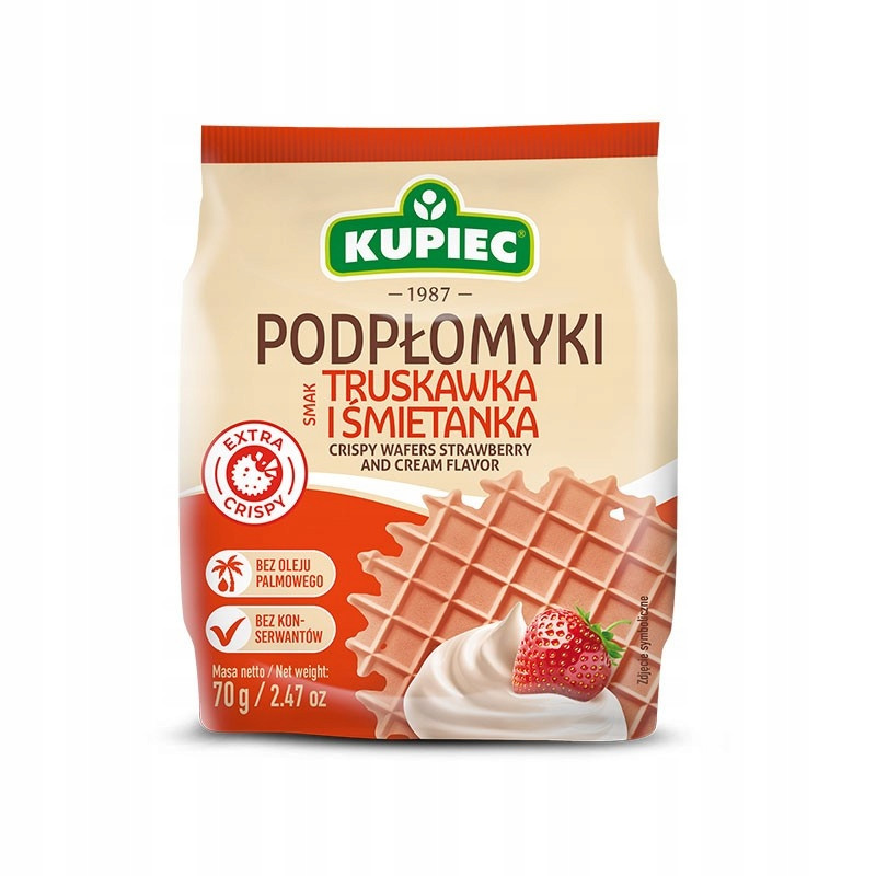 Kupiec PODPŁOMYKI o smaku TRUSKAWKA I ŚMIETANKA 70g truskawkowe 
