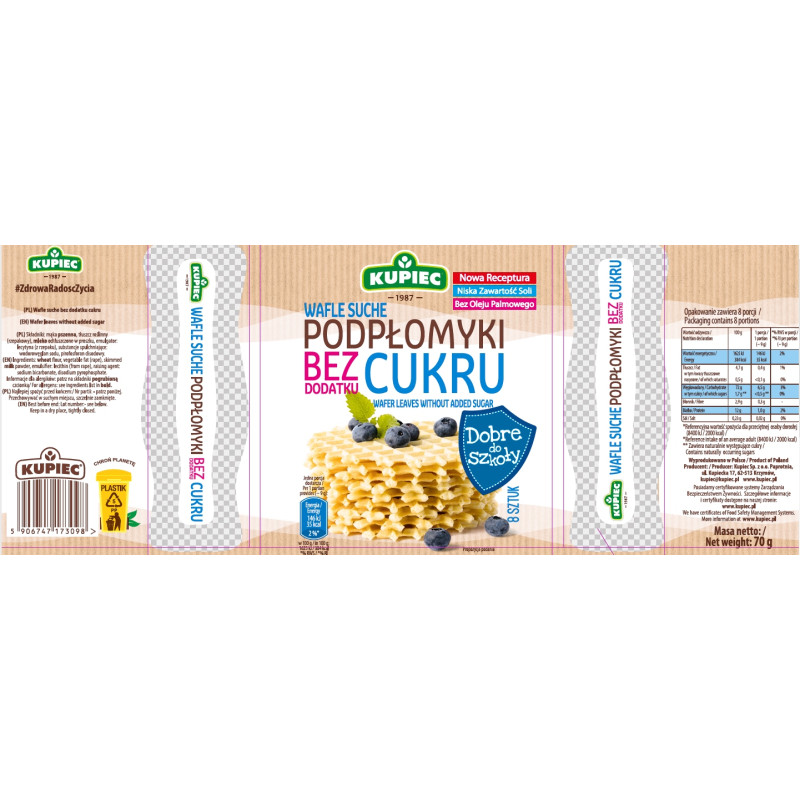 Kupiec PODPŁOMYKI BEZCUKROWE BEZ CUKRU 70g