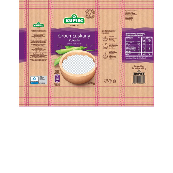 Kupiec GROCH ŁUSKANY POŁÓWKI 400g 0,4kg