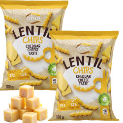 OHO LENTIL CHIPS Chipsy z czerwonej soczewicy smak CHEDDAR 100g x2 = 0,2kg