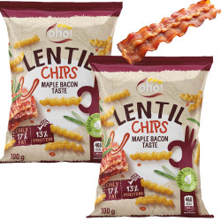 OHO LENTIL CHIPS Chipsy z czerwonej soczewicy smak BEKON 100g x2 = 0,2kg