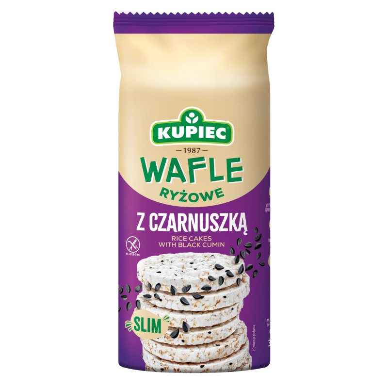 Kupiec WAFLE RYŻOWE Z CZARNUSZKĄ - SLIM - bezglutenowe 90g