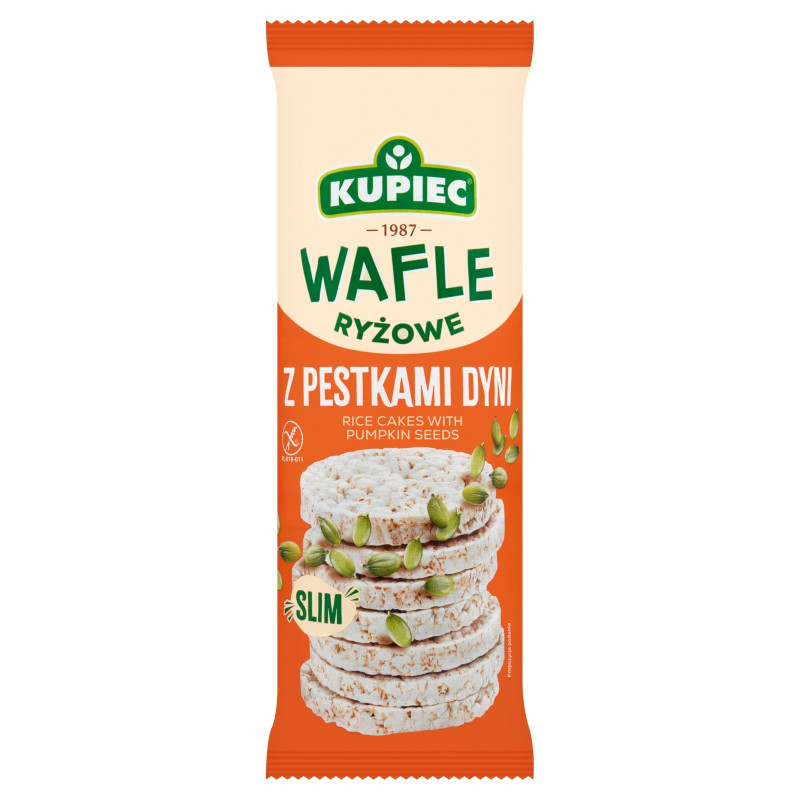 Kupiec WAFLE RYŻOWE Z PESTKAMI PESTKĄ DYNI dynia - SLIM - bezglutenowe 90g