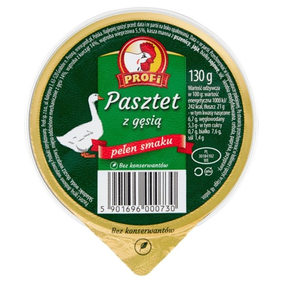 PASZTET DROBIOWO-WIEPRZOWY Z GĘSIĄ bez konserwantów 130g