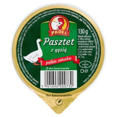 PASZTET DROBIOWO-WIEPRZOWY Z GĘSIĄ bez konserwantów 130g