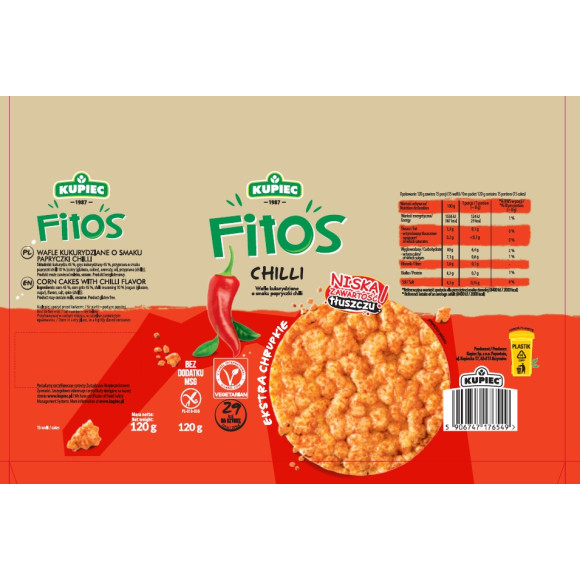 Kupiec FITOS WAFLE smakowe KUKURYDZIANE CHILLI bezglutenowe 120g