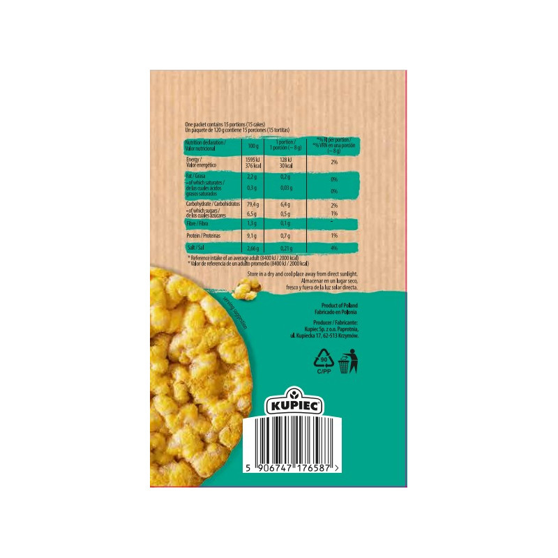 Kupiec FITOS WAFLE smakowe KUKURYDZIANE o smaku CHEDDAR bezglutenowe 120g
