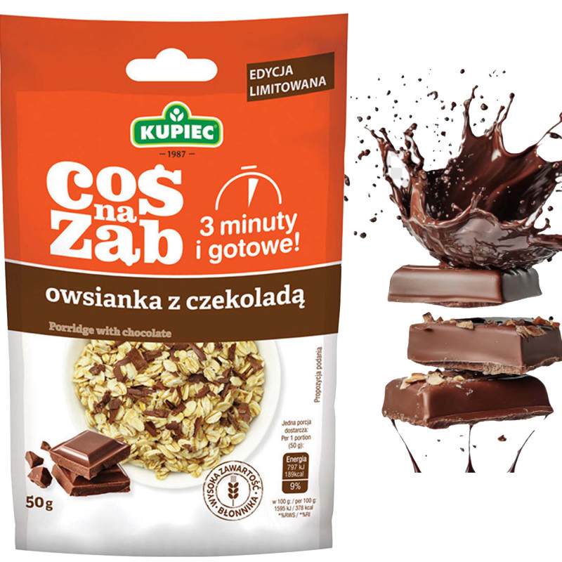Kupiec COŚ NA ZĄB - OWSIANKA Z CZEKOLADĄ Czekoladowa 50g gotowe w 3 minuty