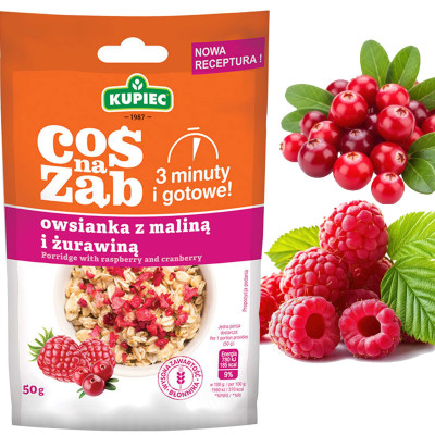 Kupiec COŚ NA ZĄB - OWSIANKA Z MALINĄ I ŻURAWINĄ 50g gotowe w 3 minuty