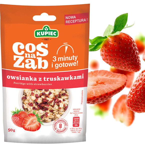 Kupiec COŚ NA ZĄB - OWSIANKA TRUSKAWKAMi Truskawkowa 50g gotowe w 3 minuty