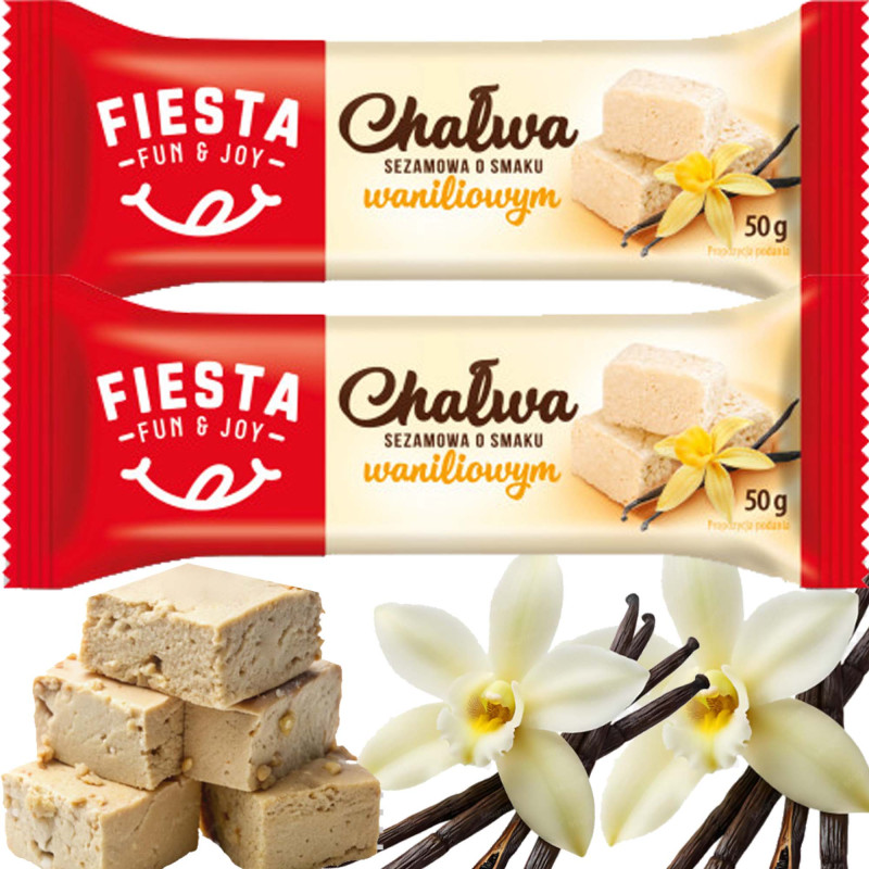 FIESTA CHAŁWA SEZAMOWA O SMAKU WANILIOWYM słodka pzekąska 50G x2 = 100G