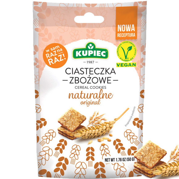 Kupiec WEGAŃSKIE CIASTECZKA ZBOŻOWE naturalne 50g