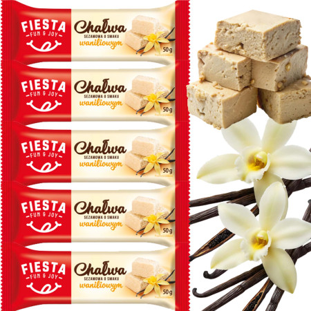 FIESTA CHAŁWA SEZAMOWA O SMAKU WANILIOWYM słodka pzekąska 50g x5 = 0,25kg