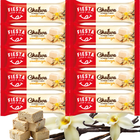 FIESTA CHAŁWA SEZAMOWA O SMAKU WANILIOWYM słodka pzekąska 50g x10 = 0,5kg