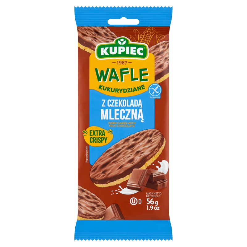 WAFLE KUPIEC KUKURYDZIANE Z CZEKOLADĄ MLECZNĄ 56G
