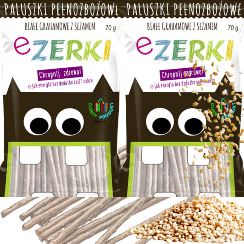 eZerki PEŁNOZBOŻOWE BIAŁE GRAHAMOWE Z SEZAMEM bez soli 70g x2 = 140g
