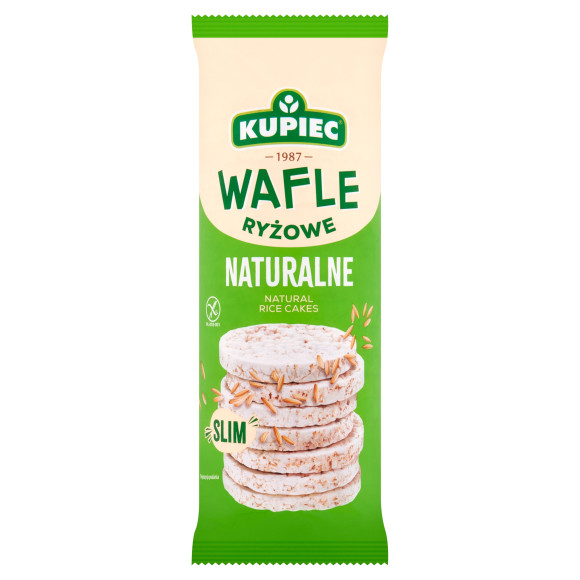 Kuiec WAFLE RYŻOWE NATURALNE KUPIEC SLIM bezglutenowe źródło błonnika 90g