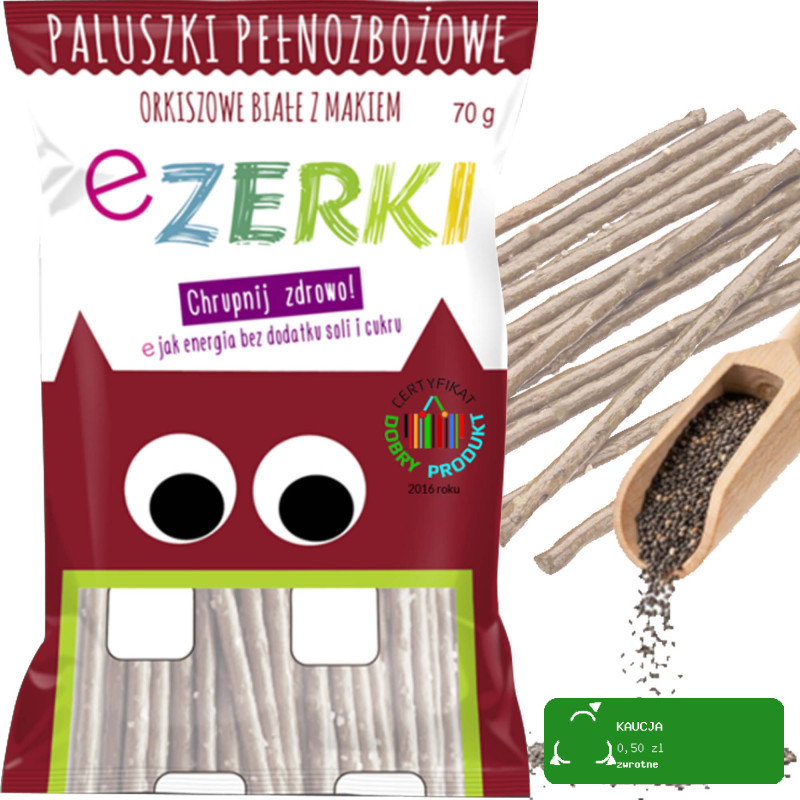 eZerki PALUSZKI pełnozbożowe bez cukru MIX 4 SMAKÓW dla dzieci 70g x4 = 0,28kg