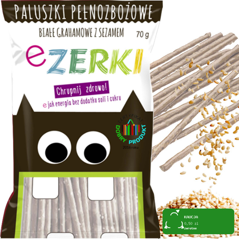 eZerki PALUSZKI pełnozbożowe bez cukru MIX 4 SMAKÓW x2 70g x8 = 0,56kg