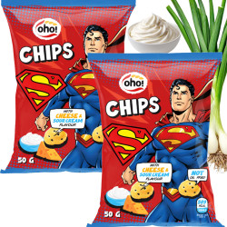 OHO! CHIPSY KUKURYDZIANE SER ŚMIETANKA SUPERMAN ser śmietanka 50g x2 = 100g