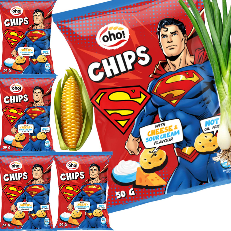 OHO! CHIPSY KUKURYDZIANE SER ŚMIETANKA SUPERMAN ser śmietanka 50g x5 =0,5kg