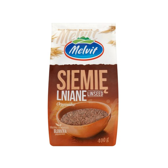 Melvit SIEMIĘ LNIANE 400G wysoka zawartość błonnika 