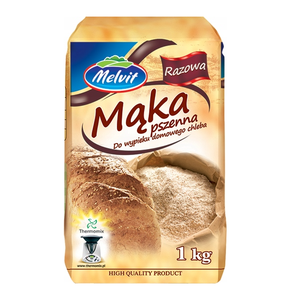 Melvit MĄKA PSZENNA RAZOWA 1KG PEŁNE ZIARNO PSZENICY 