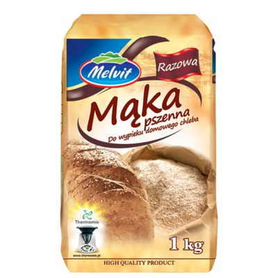 Melvit MĄKA PSZENNA RAZOWA 1KG PEŁNE ZIARNO PSZENICY 