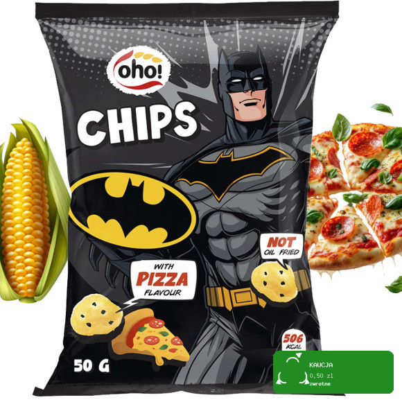 OHO! CHIPSY KUKURYDZIANE O SMAKU PIZZY + SEROWO ŚMIETANKOWE 50g x4 = 0,2kg