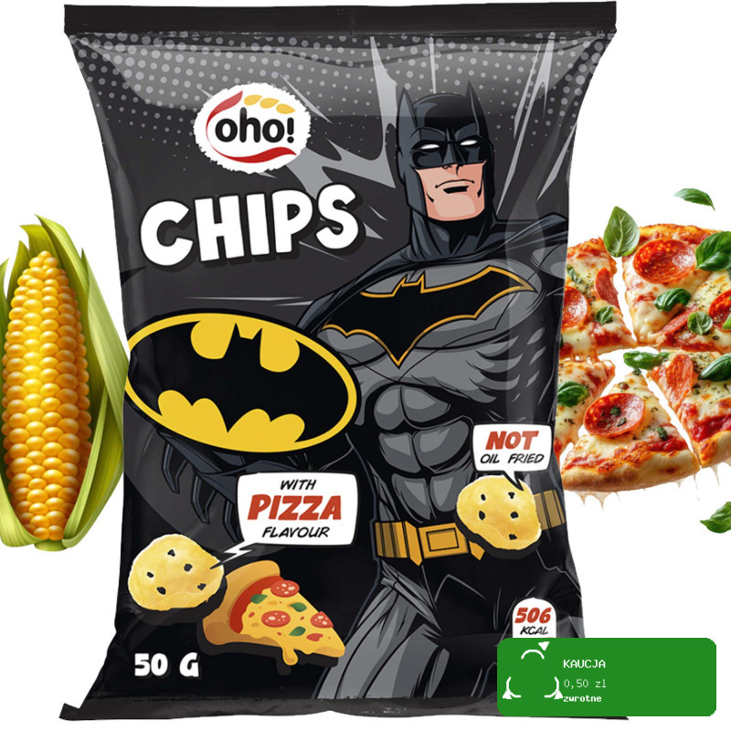 OHO! CHIPSY KUKURYDZIANE O SMAKU PIZZY + SEROWO ŚMIETANKOWE 50g x4 = 0,2kg