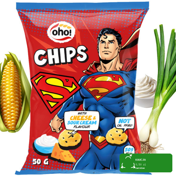 OHO! CHIPSY KUKURYDZIANE O SMAKU PIZZY + SEROWO ŚMIETANKOWE 50g x6 = 0,3kg