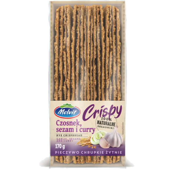 Melvit - pieczywo chrupkie crispy  z czosnkiem curry i sezamem 170g