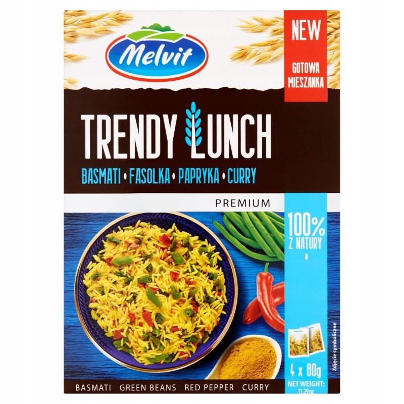 Melvit TRENDY LUNCH BASMATI FASOLKA PAPRYKA CURRY mieszanka 320g / niebieska