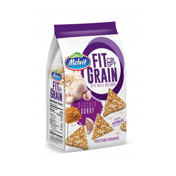 Melvit PIECZYWO CHRUPKIE PSZENNE Crispy Fit Grain CZOSNEK CURRY SEZAM 150g KRÓTKA DATA 
