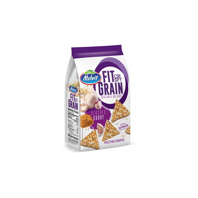 Melvit PIECZYWO CHRUPKIE PSZENNE Crispy Fit Grain CZOSNEK CURRY SEZAM 150g KRÓTKA DATA 