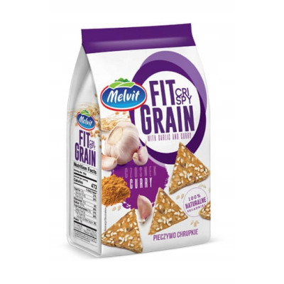 Melvit PIECZYWO CHRUPKIE PSZENNE Crispy Fit Grain CZOSNEK CURRY SEZAM 150g KRÓTKA DATA 
