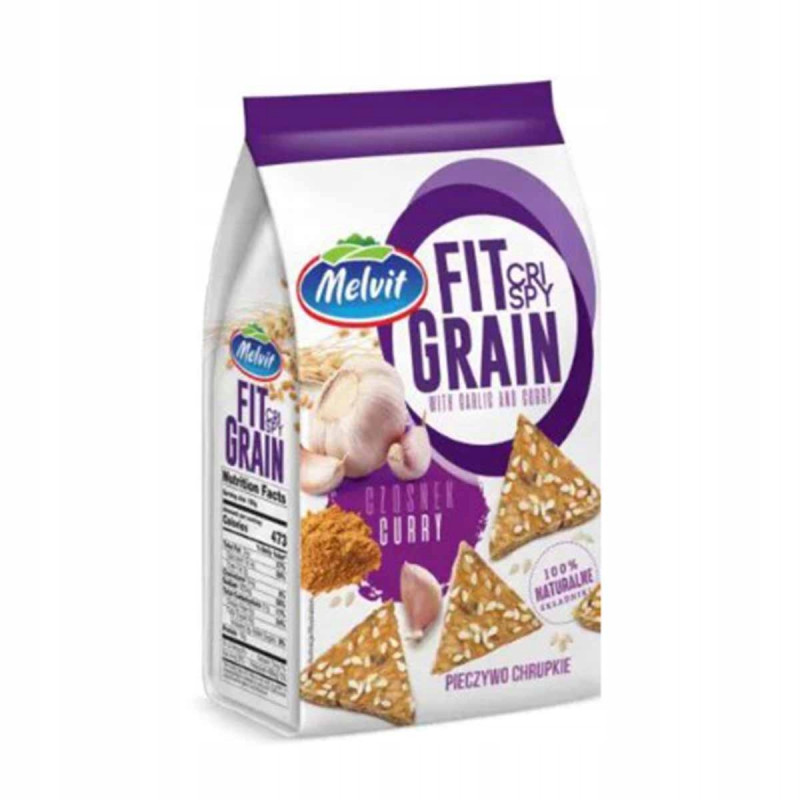 Melvit PIECZYWO CHRUPKIE PSZENNE Crispy Fit Grain CZOSNEK CURRY SEZAM 150g KRÓTKA DATA 