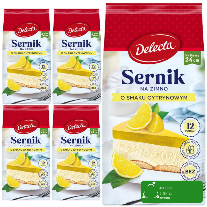 Delecta CIASTO SERNIK NA ZIMNO O SMAKU CYTRYNOWYM 154g x 5 = 0,77kg