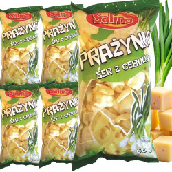 SALINO PRAŻYNKI ZIEMNIACZANE SER Z CEBULKĄ chrupiące lekkie 60g x5 = 0,3kg