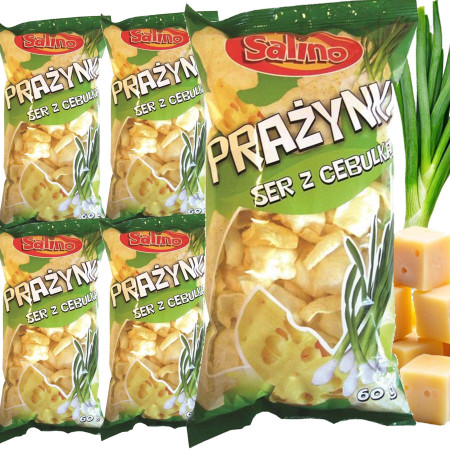 SALINO PRAŻYNKI ZIEMNIACZANE SER Z CEBULKĄ chrupiące lekkie 60g x5 = 0,3kg