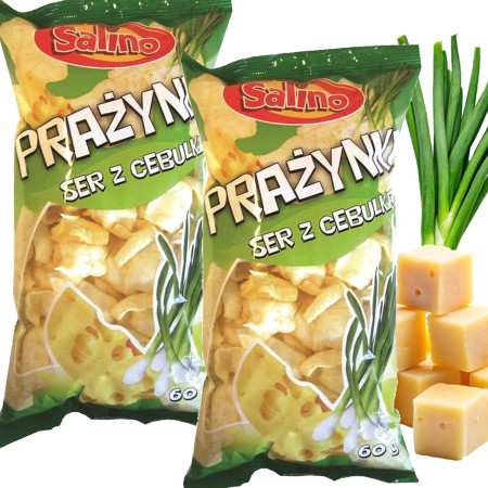 SALINO PRAŻYNKI ZIEMNIACZANE SER Z CEBULKĄ chrupiące lekkie 60g x2 = 120g