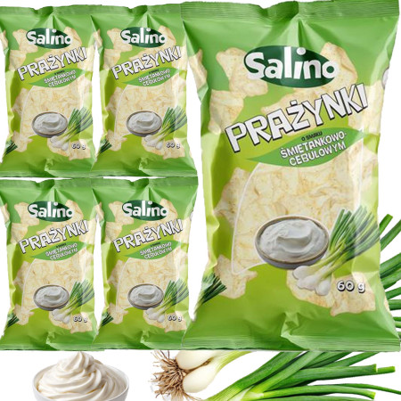 SALINO PRAŻYNKI ZIEMNIACZANE ŚMIETANKOWO CEBULOWE chrupiące 60g x5 = 0,3kg