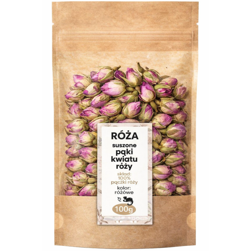 RÓŻA - SUSZONE PĄCZKI KWIATÓW RÓŻY różowe róż 100g